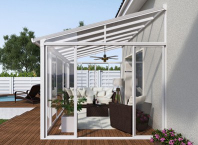 Abri terrasse ou pergola verrière pas chère en alu résistante et à petit prix